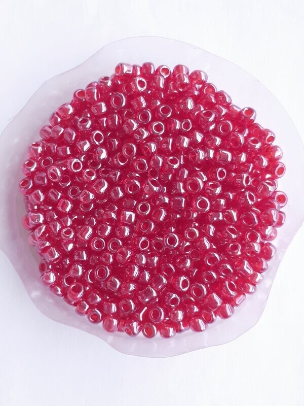 1150 perles en verre 3MM (32g) bordeaux clair transparent lustré