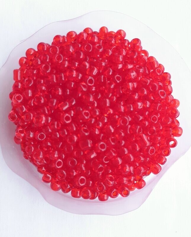 1400 perles en verre 3MM (40g) rouge transparent