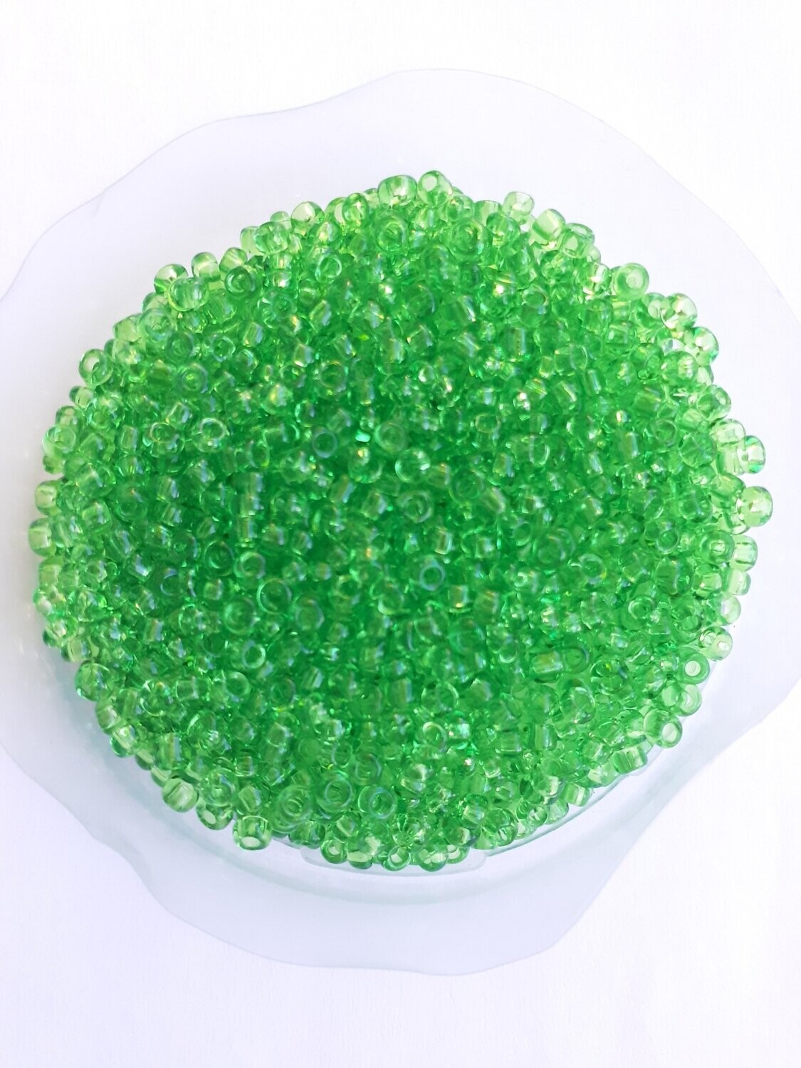 2600 perles en verre 2MM (40g) vert transparent