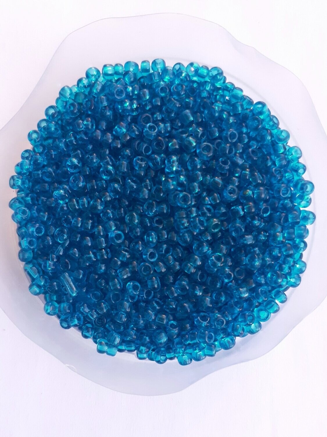 2600 perles en verre 2MM (40g) bleu turquoise transparente