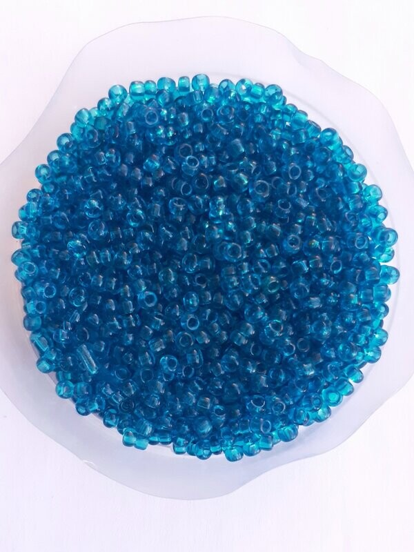 2600 perles en verre 2MM (40g) bleu turquoise transparente