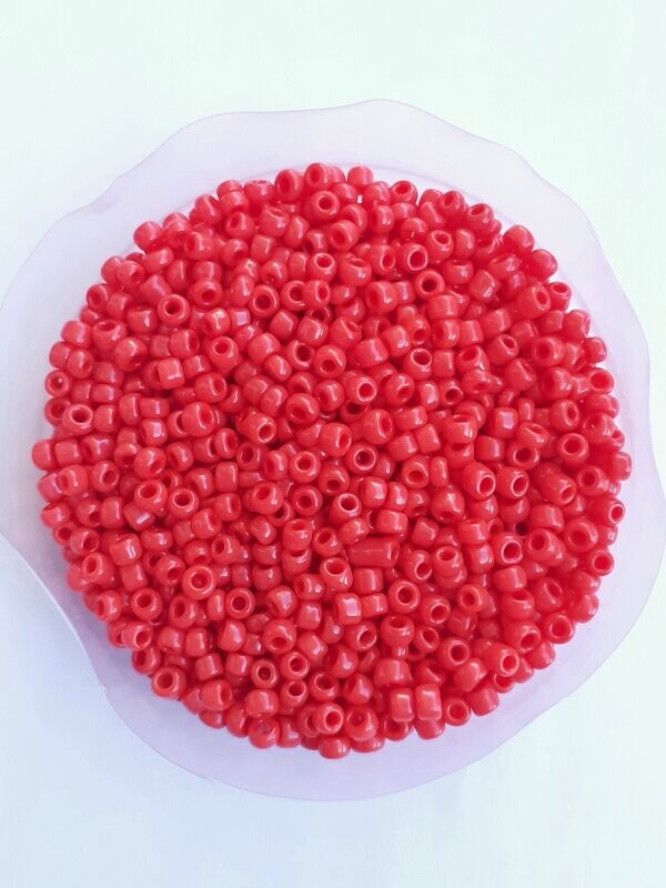 2600 perles en verre 2MM (40g) rouge clair opaque