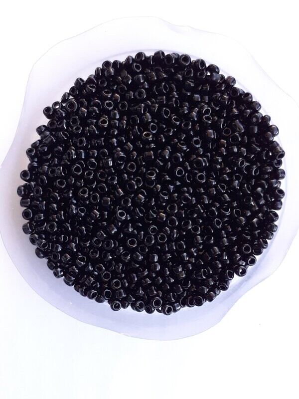 2600 perles en verre 2MM (40g) noires opaque
