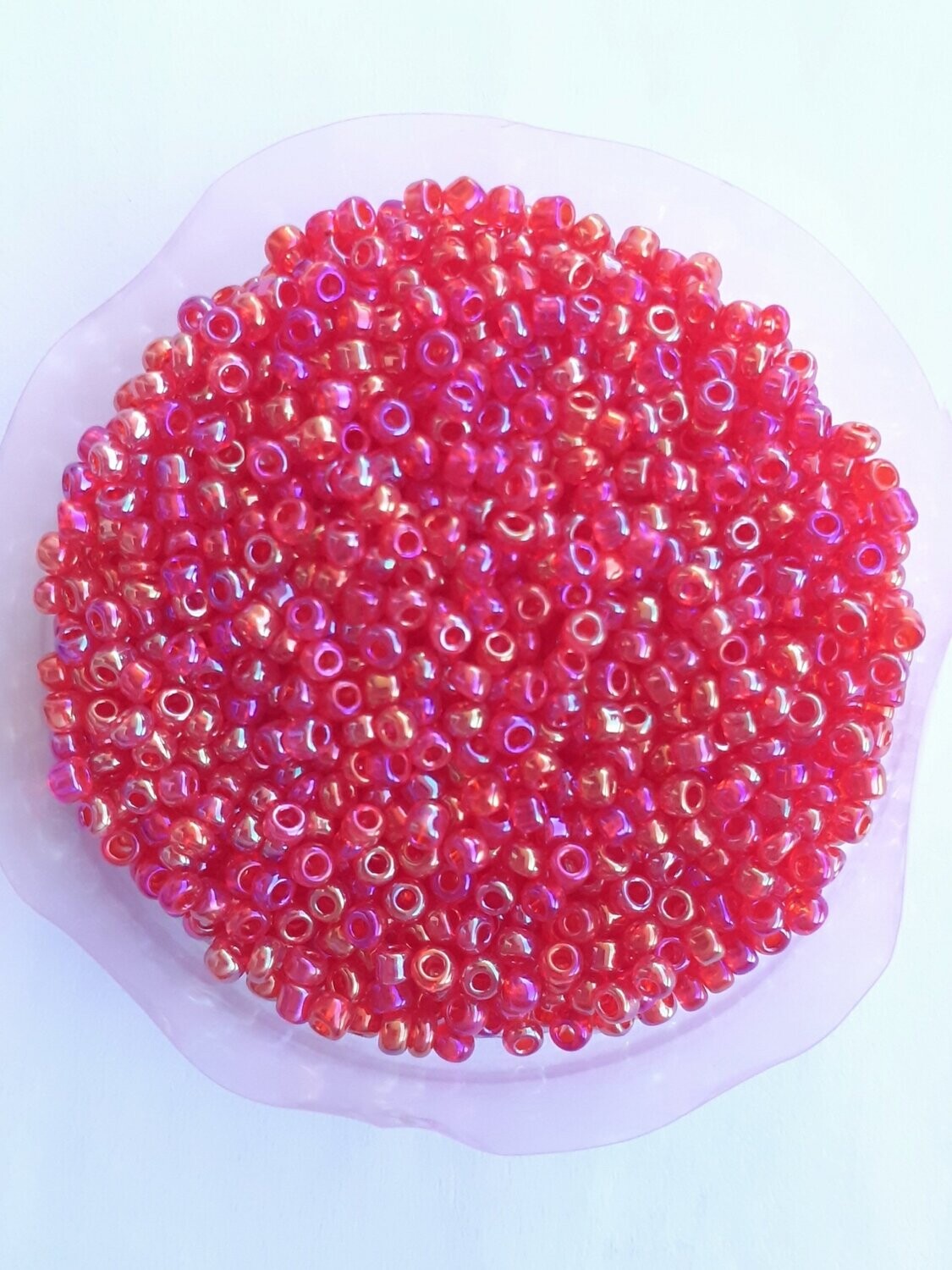 2000 perles en verre 2MM (32g) rouge transparent nacré