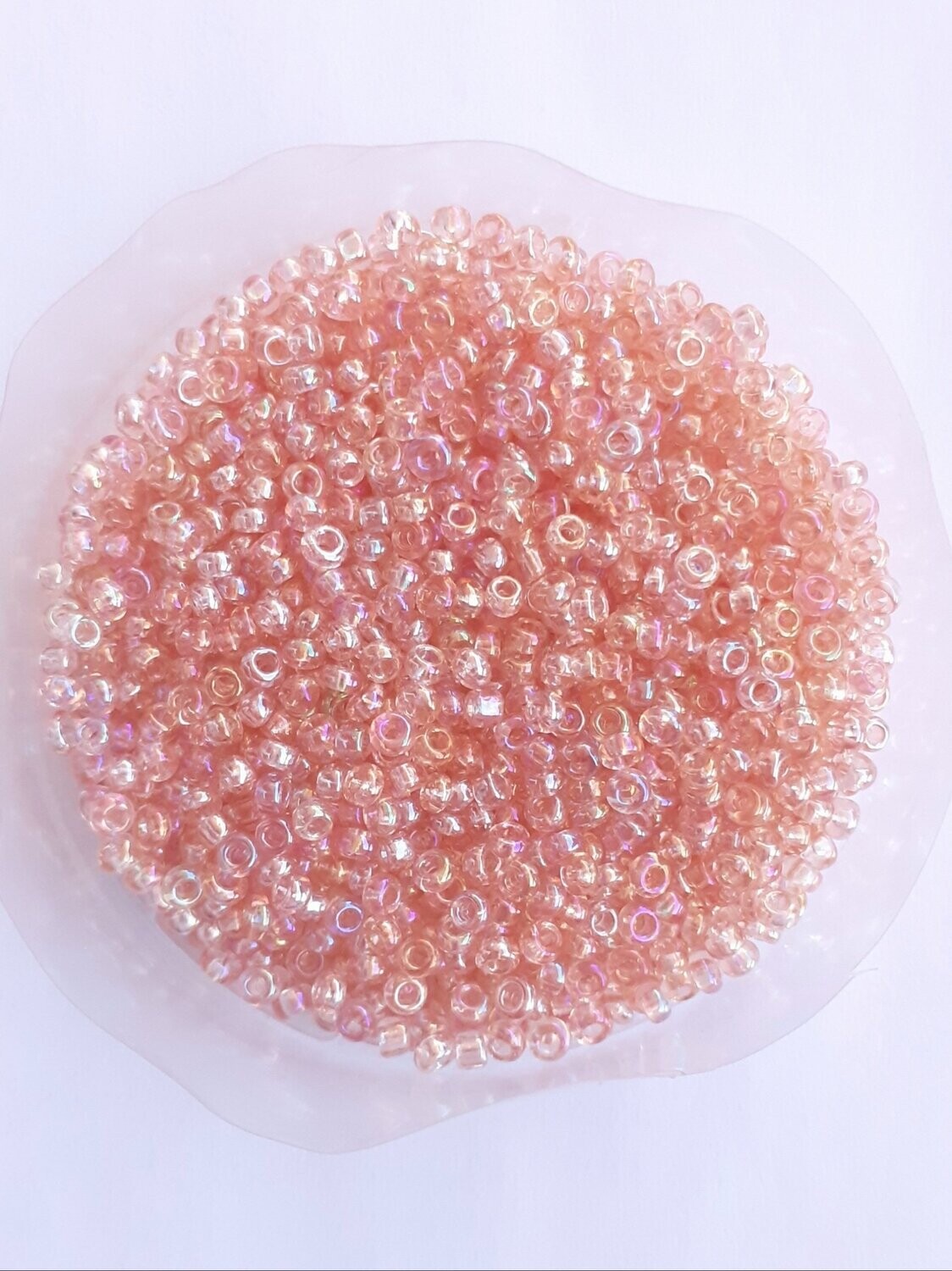 2000 perles en verre 2MM (32g) corail transparent nacré