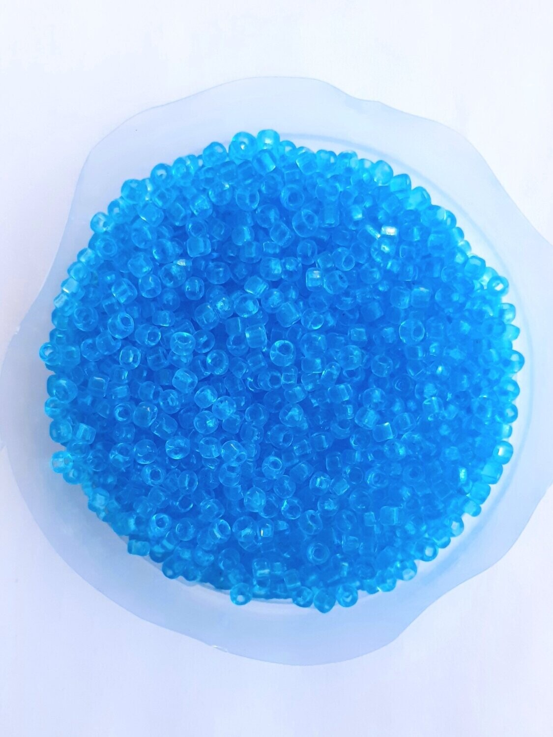2600 perles en verre 2MM (40g) bleu transparent