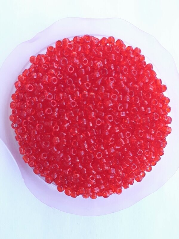 2600 perles en verre 2MM (40g) rouge transparent