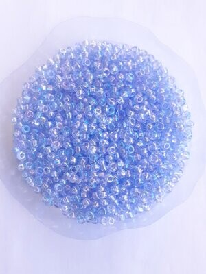 2000 perles en verre 2MM (32g) bleu clair transparent nacré