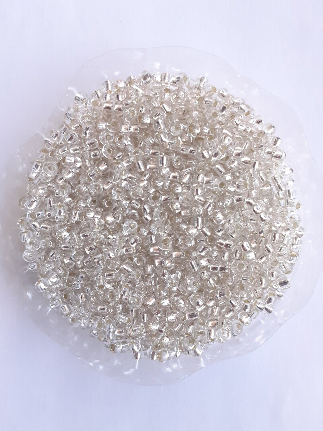 2000 perles en verre 2MM (32g) blanc argenté transparent