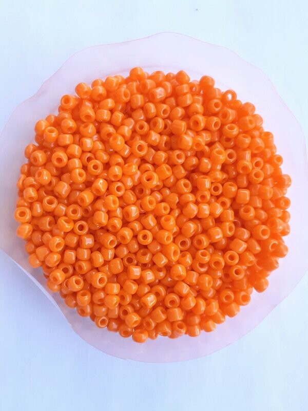 2600 perles en verre 2MM (40g) orange opaque