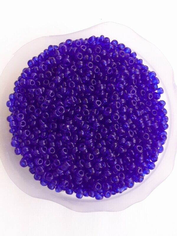 2600 perles en verre 2MM (40g) bleu nuit transparent