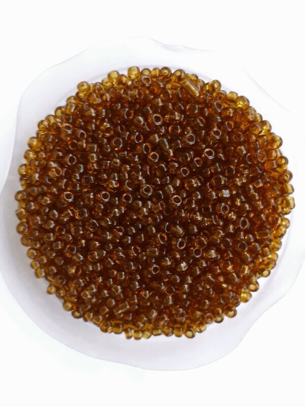 2600 perles en verre 2MM (40g) marron transparent