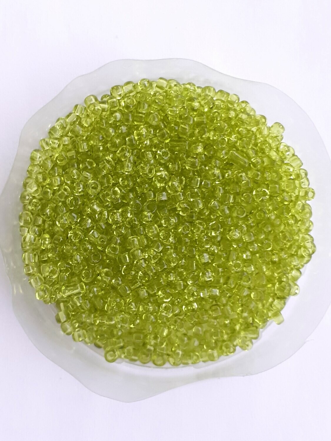 2600 perles en verre 2MM (40g) vert clair transparent