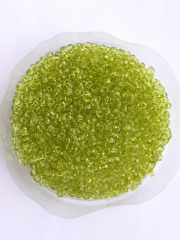 2600 perles en verre 2MM (40g) vert clair transparent