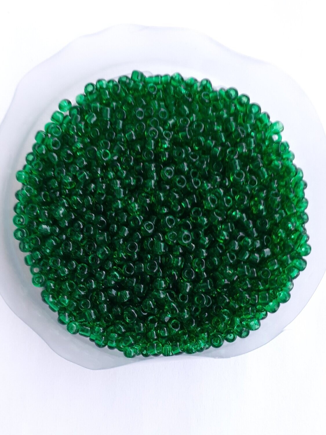 2600 perles en verre 2MM (40g) vert foncé transparent