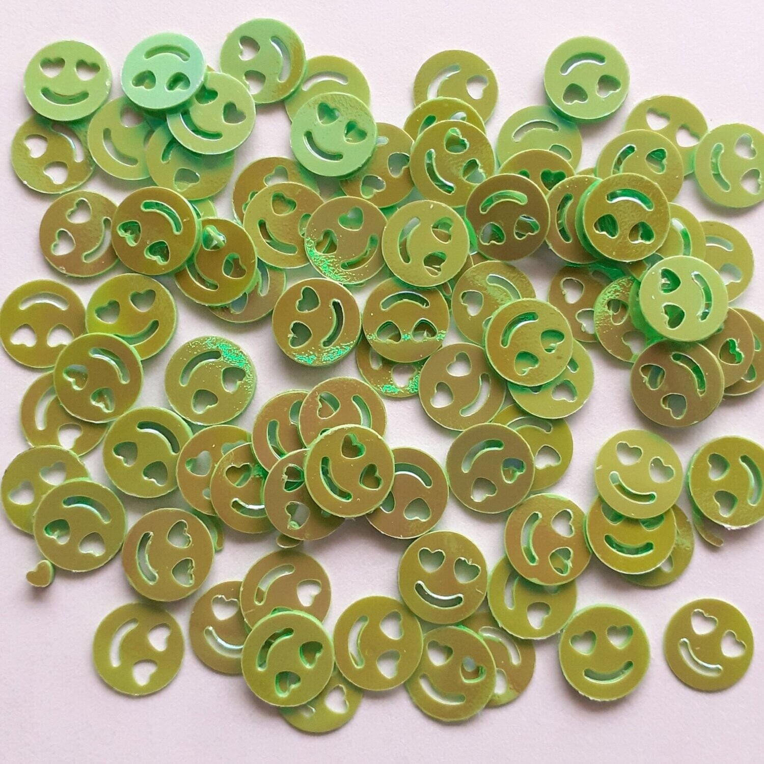 Sequins 10 g smiley  10mm / 10 couleurs disponibles, Choisissez vos couleurs: vert