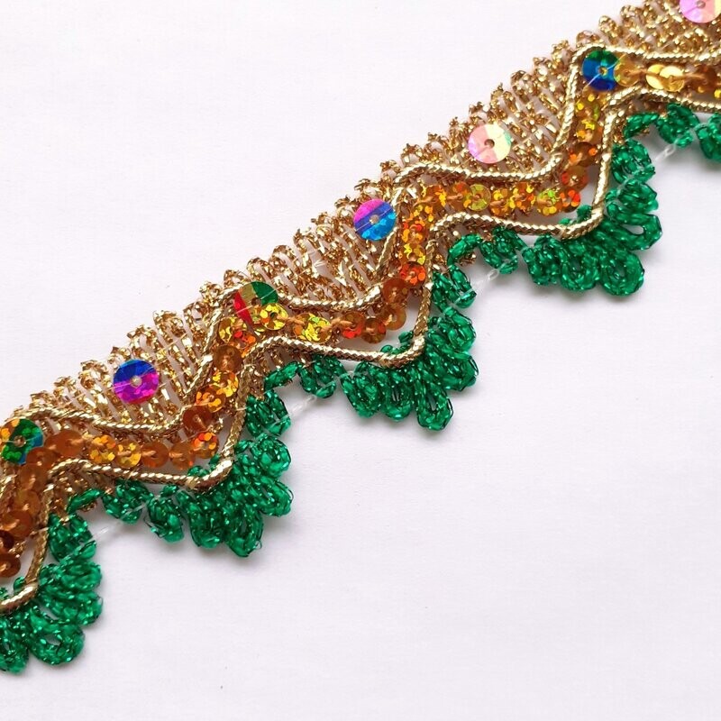 Galon doré avec sequins 35mm / 6 couleurs disponibles