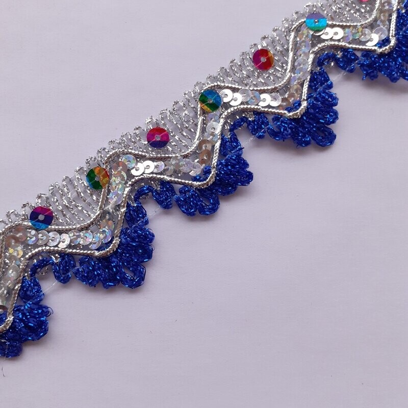 Galon argenté avec sequins 35mm / 6 couleurs disponibles