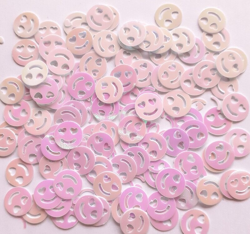 10g de sequins smiley  10mm / 10 couleurs disponibles