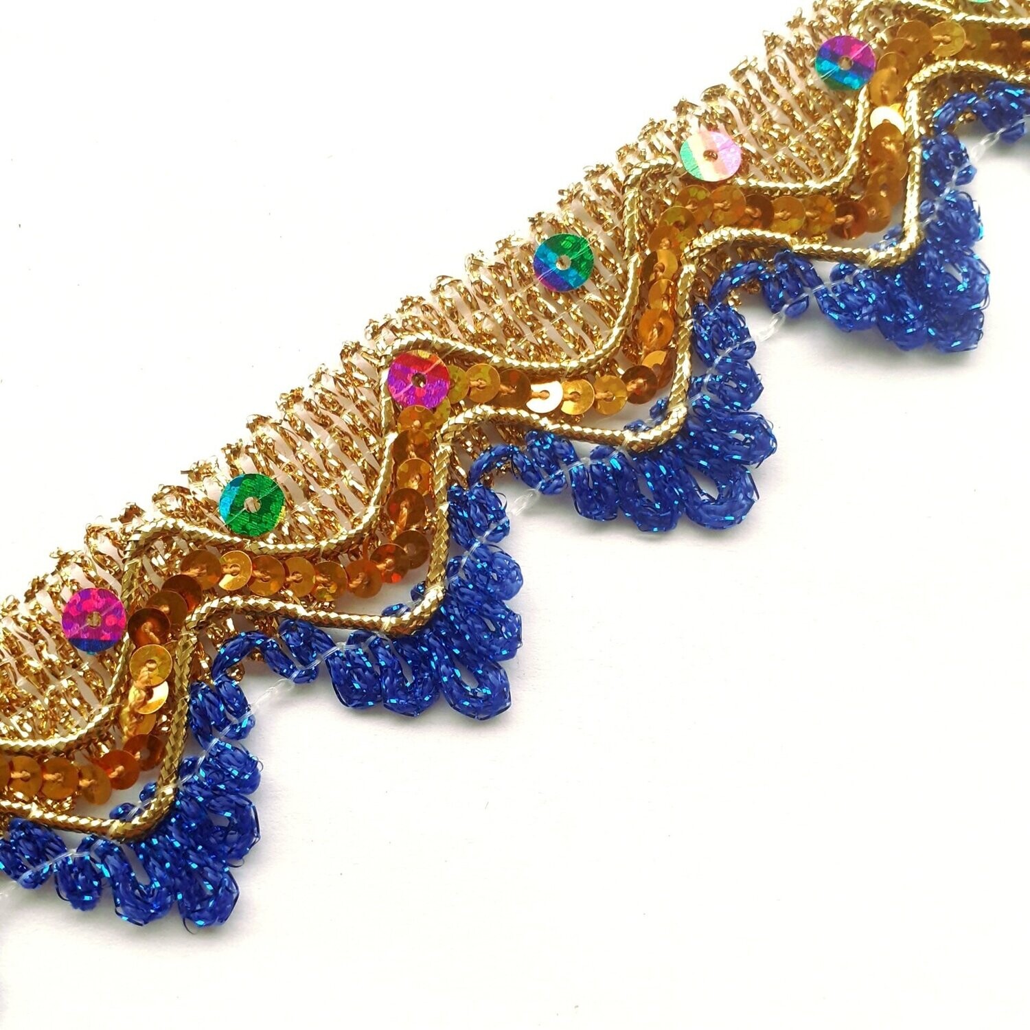 Paquet 8,50 mètres galon doré sequins 35mm / 6 couleurs