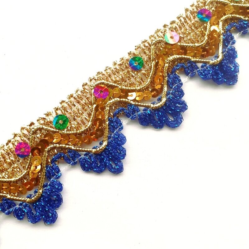 Paquet 8,50 mètres galon doré sequins 35mm / 6 couleurs