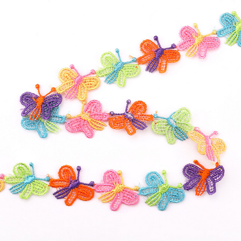 Galon papillon colorés 2.5 x 2.5 cm au mètre