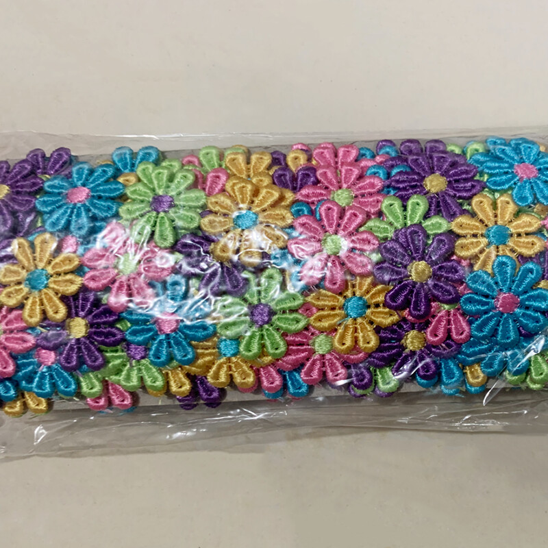 Galon fleur multi couleur 2.5 cm au mètre