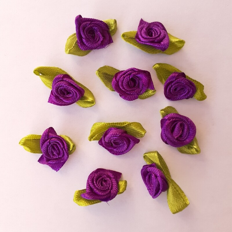 10 fleurs avec feuilles 2.5 cm / choisissez vos couleurs