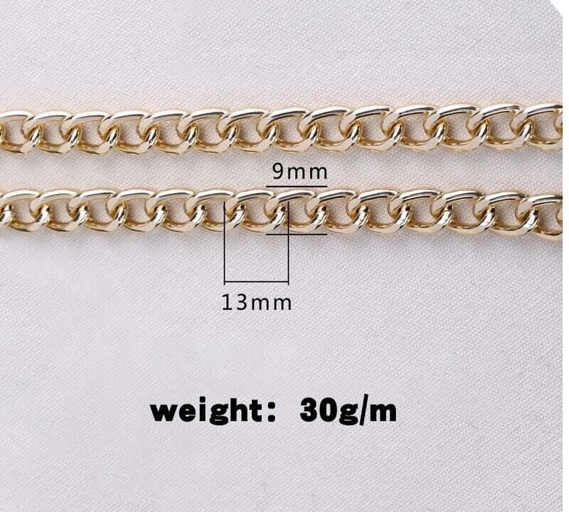 Chaîne doré pour sacs 9x13mm au mètre