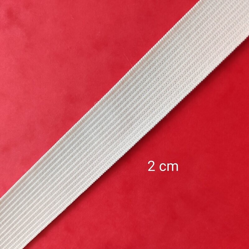 Élastique blanc 2 cm de largeur au mètre