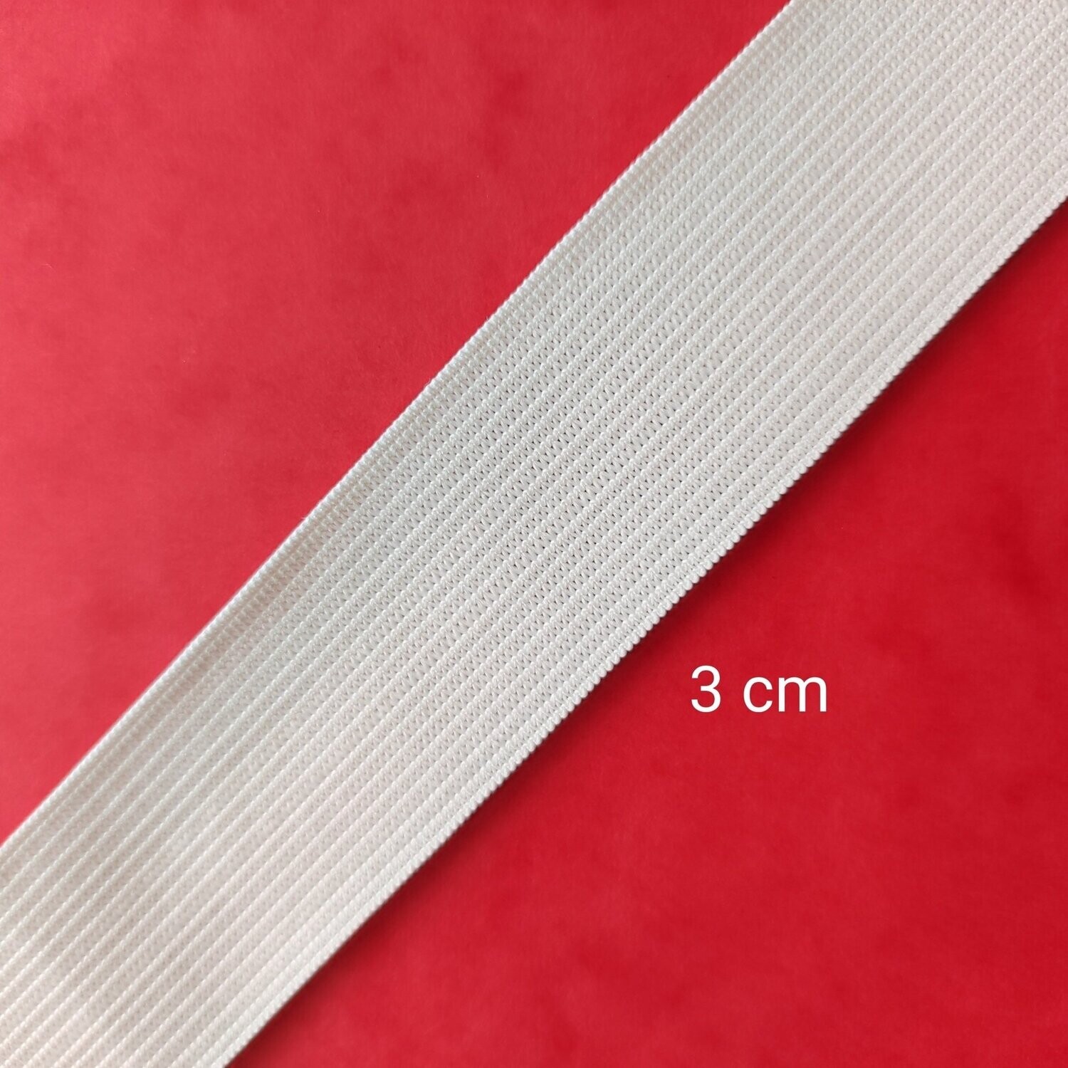Elastique blanc 3 cm de largeur au mètre