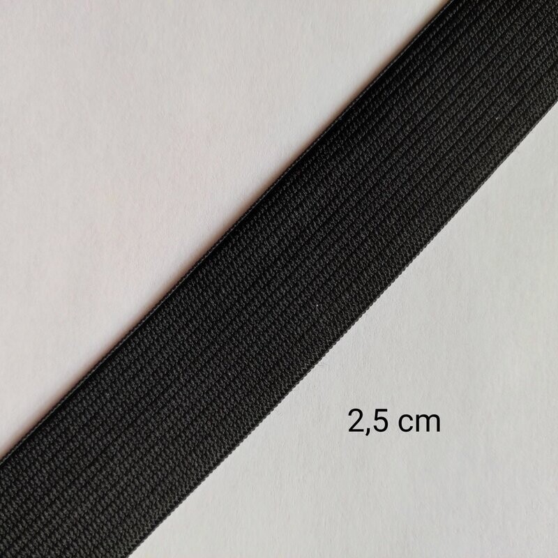 Elastique noire 2.5 cm de largeur au mètre