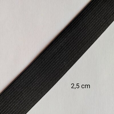 Elastique noire 2.5 cm de largeur au mètre