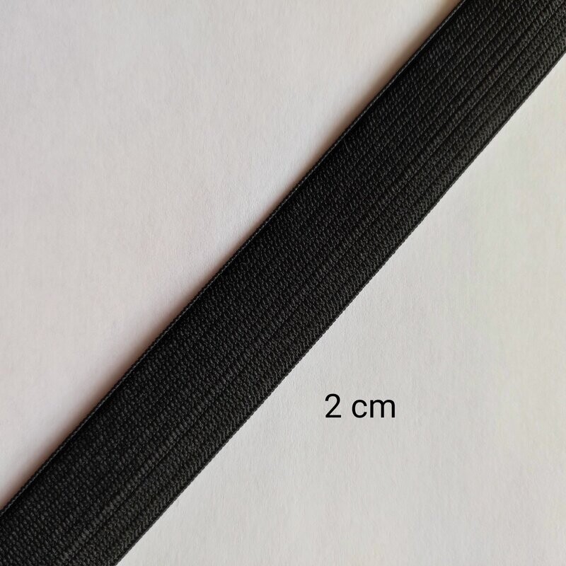 Elastique noire 2 cm de largeur au mètre