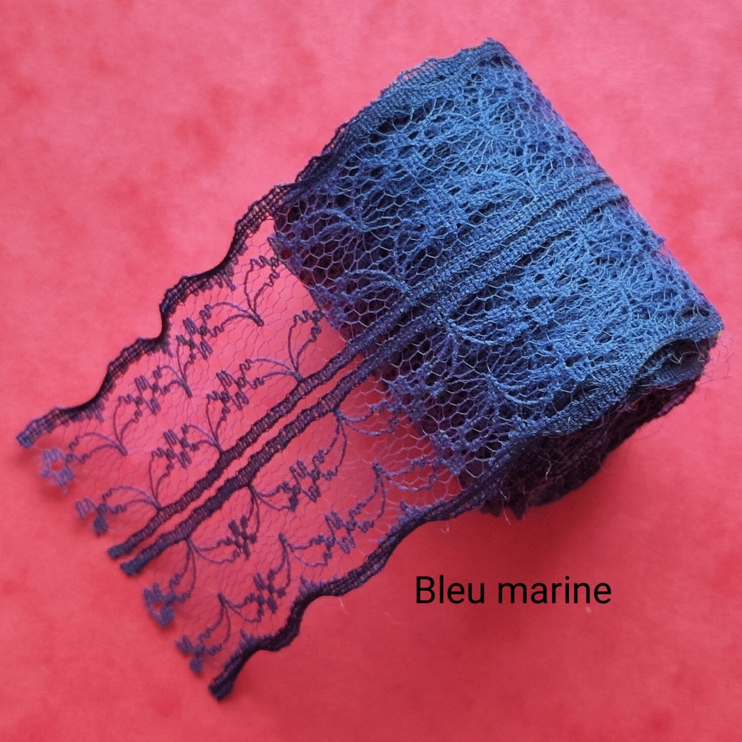 4,3 mètres dentelle 45mm bleu marine