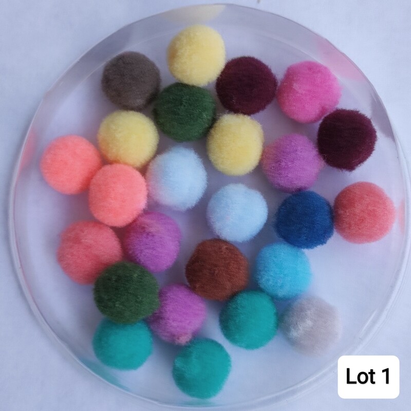 25 pompons rond 10mm Lot 1