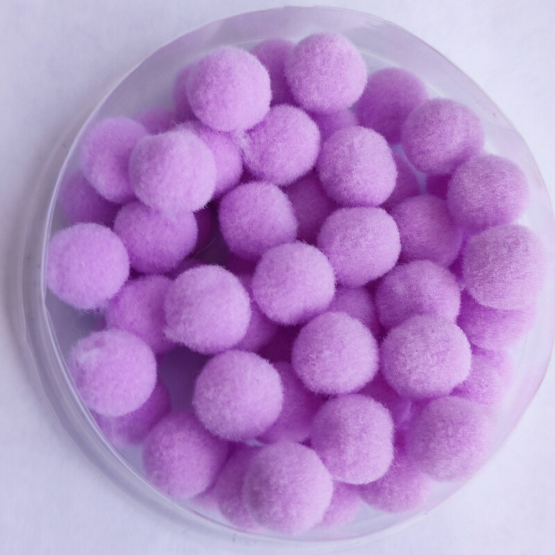 25 pompons rond 10mm violet clair 