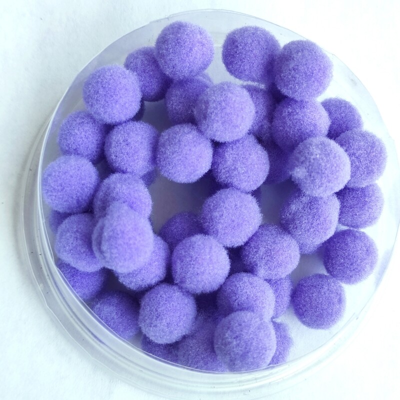 25 pompons rond 10mm mauve 