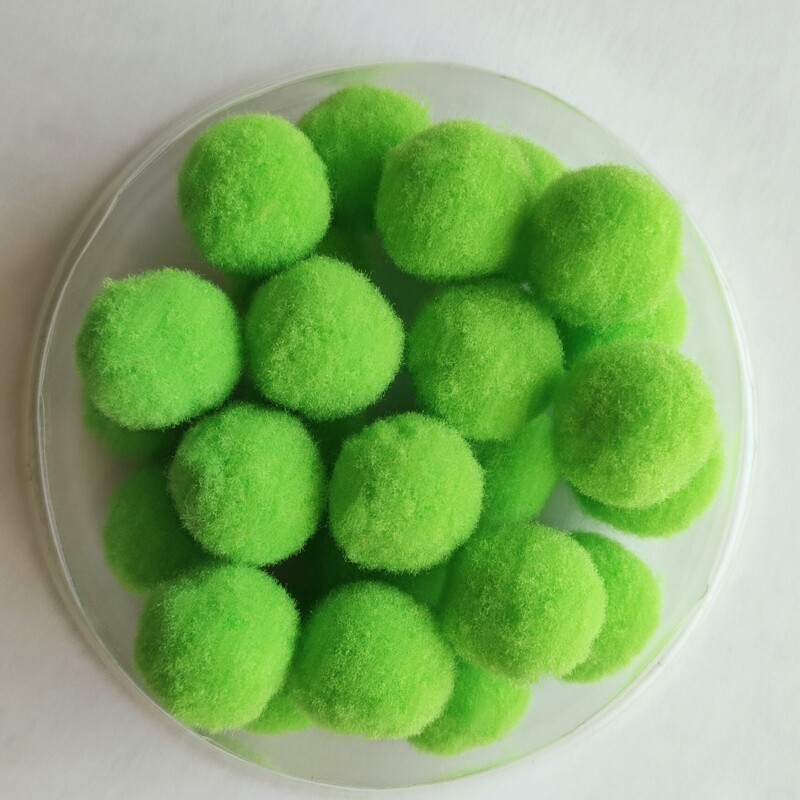 20 pompons rond 15mm vert grenouille 🐸