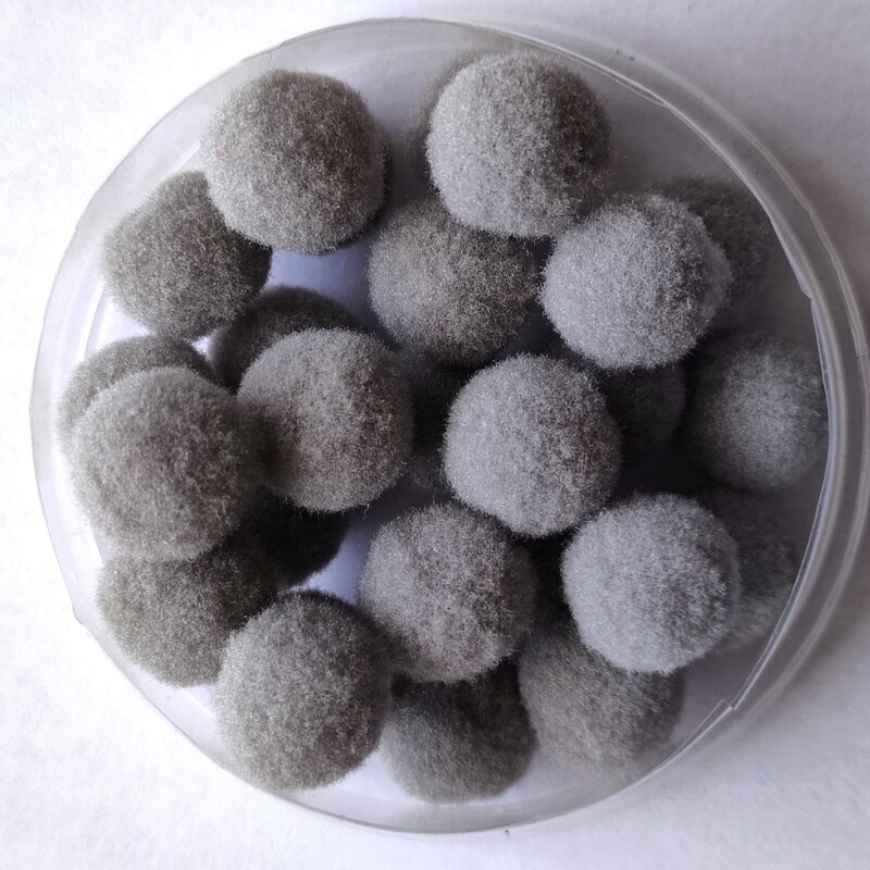 20 pompons rond 15mm gris