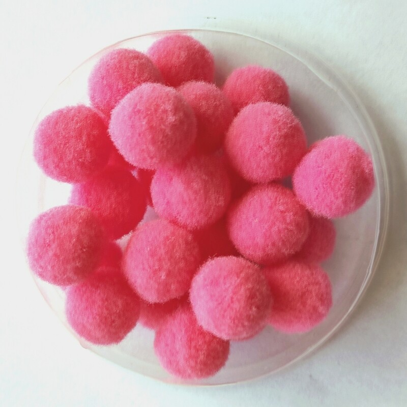 20 pompons rond 15mm fushia clair 