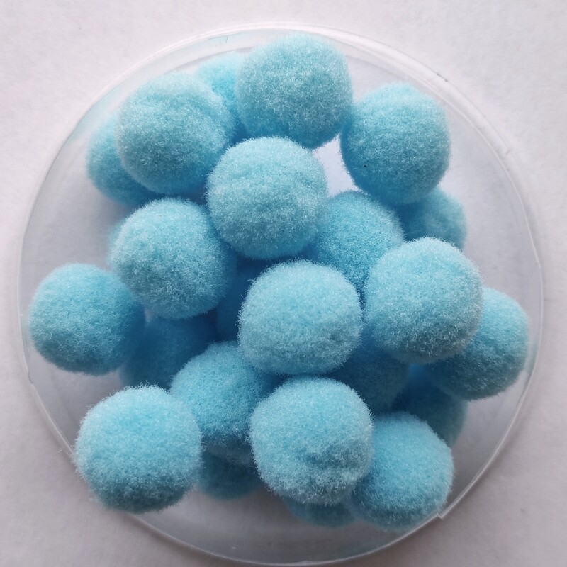 20 pompons rond 15mm bleu azur