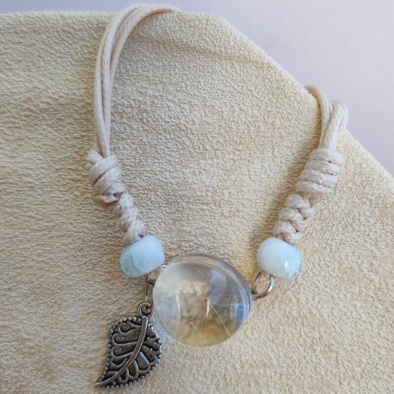 Bracelet floral boule de verre fleur blanche