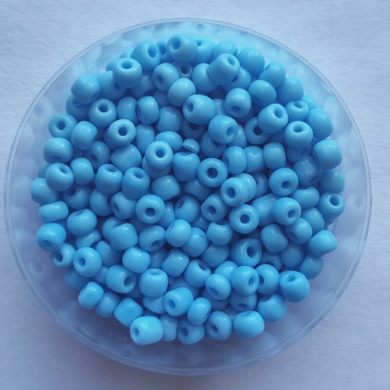 450 perles en verre 4MM (40g) bleu clair opaque