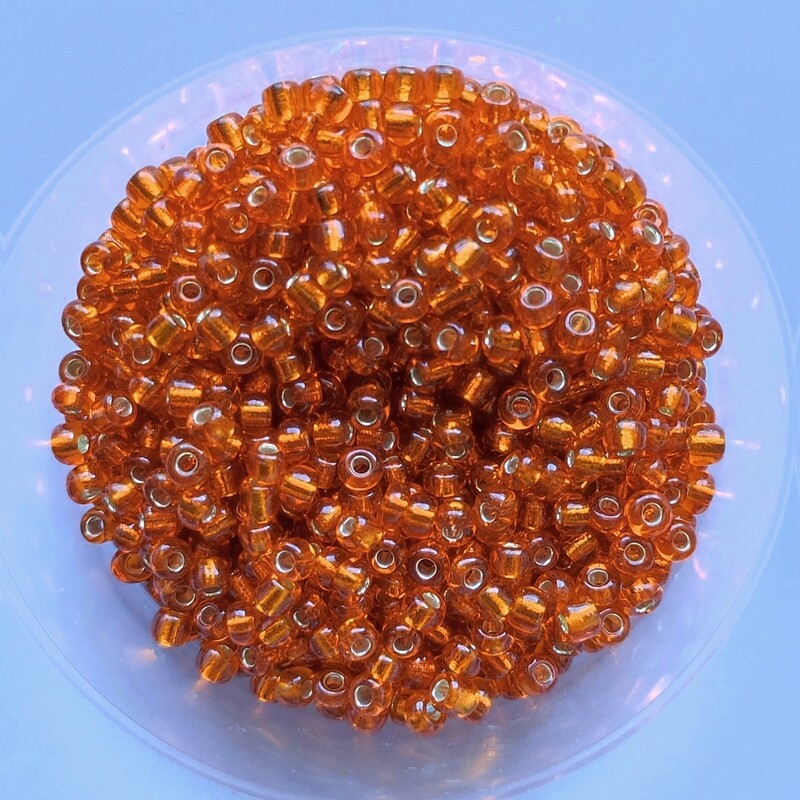 1150 perles en verre 3MM (32g) orange argenté transparent