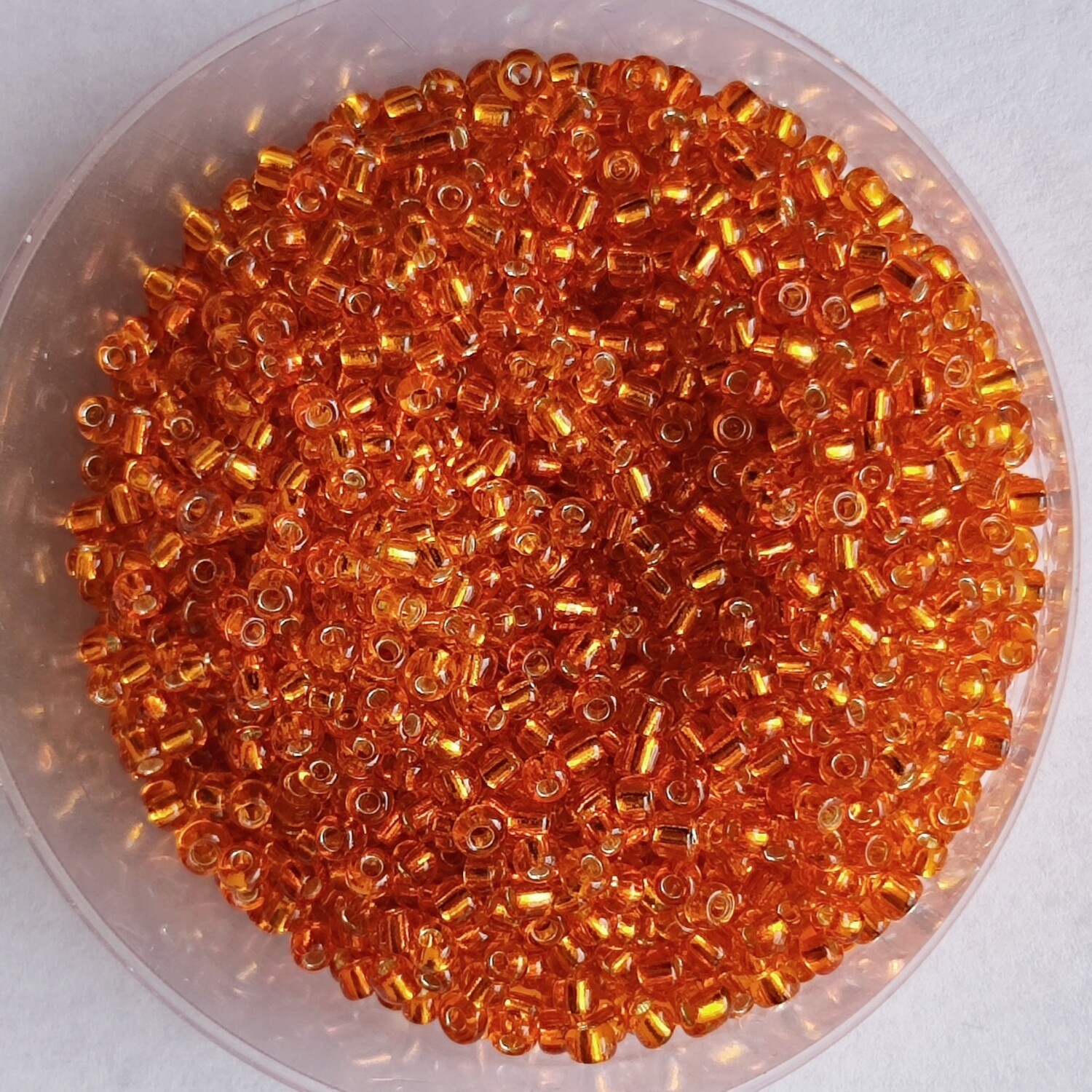 2000 perles en verre 2MM (32g) orange argenté transparent