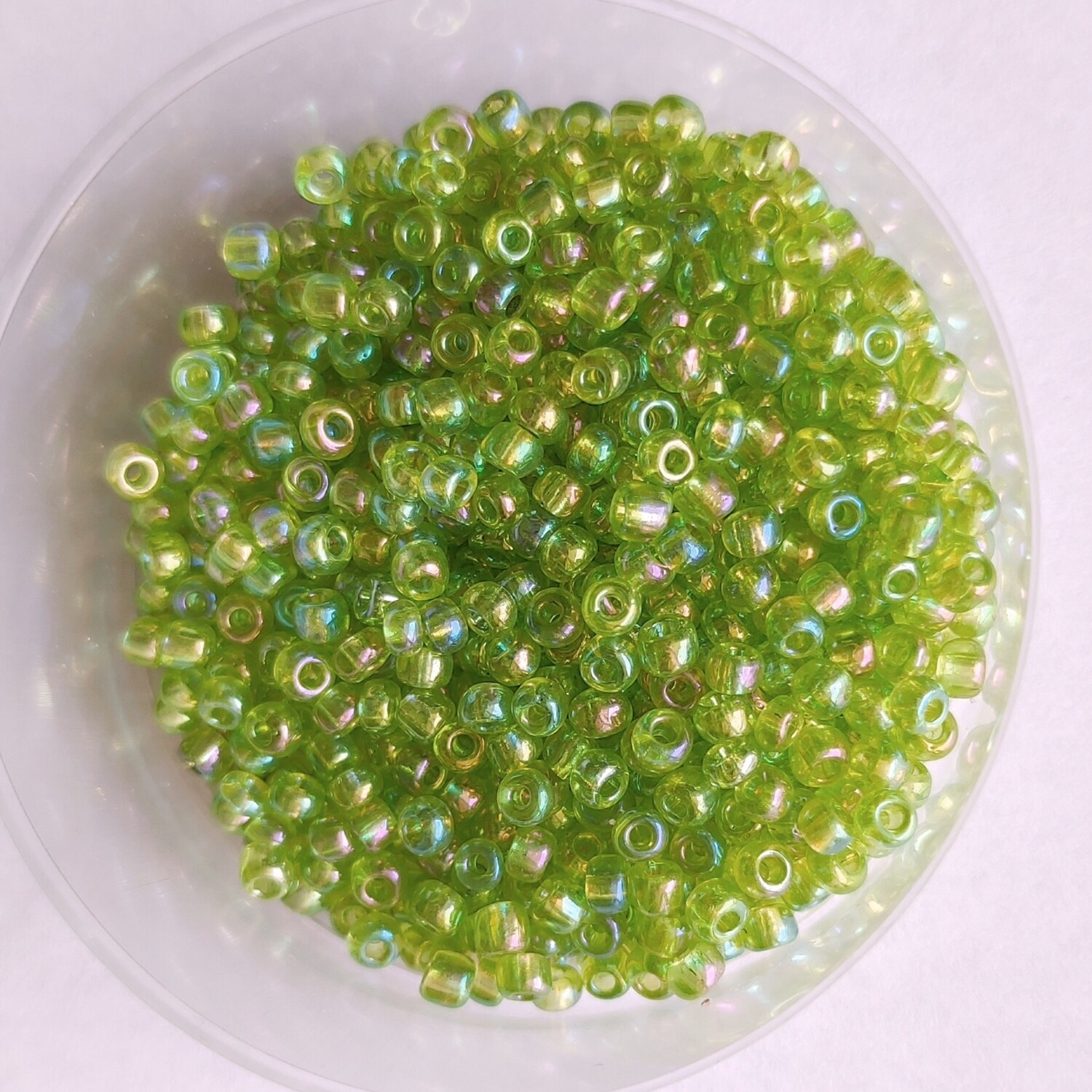 1150 perles en verre 3MM (32g) vert transparent nacré