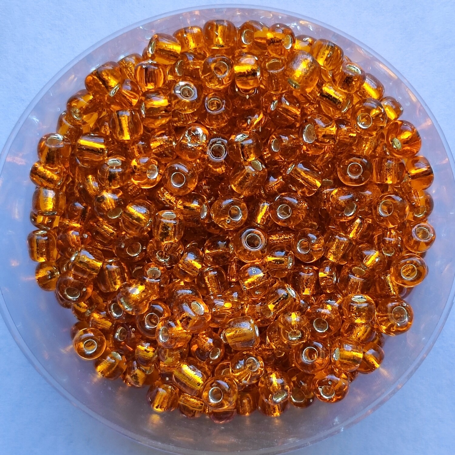 400 perles en verre 4MM (32g) orange argenté transparent