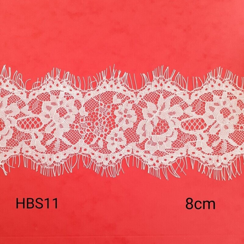 3 mètres dentelle de cils blanche 9 cm