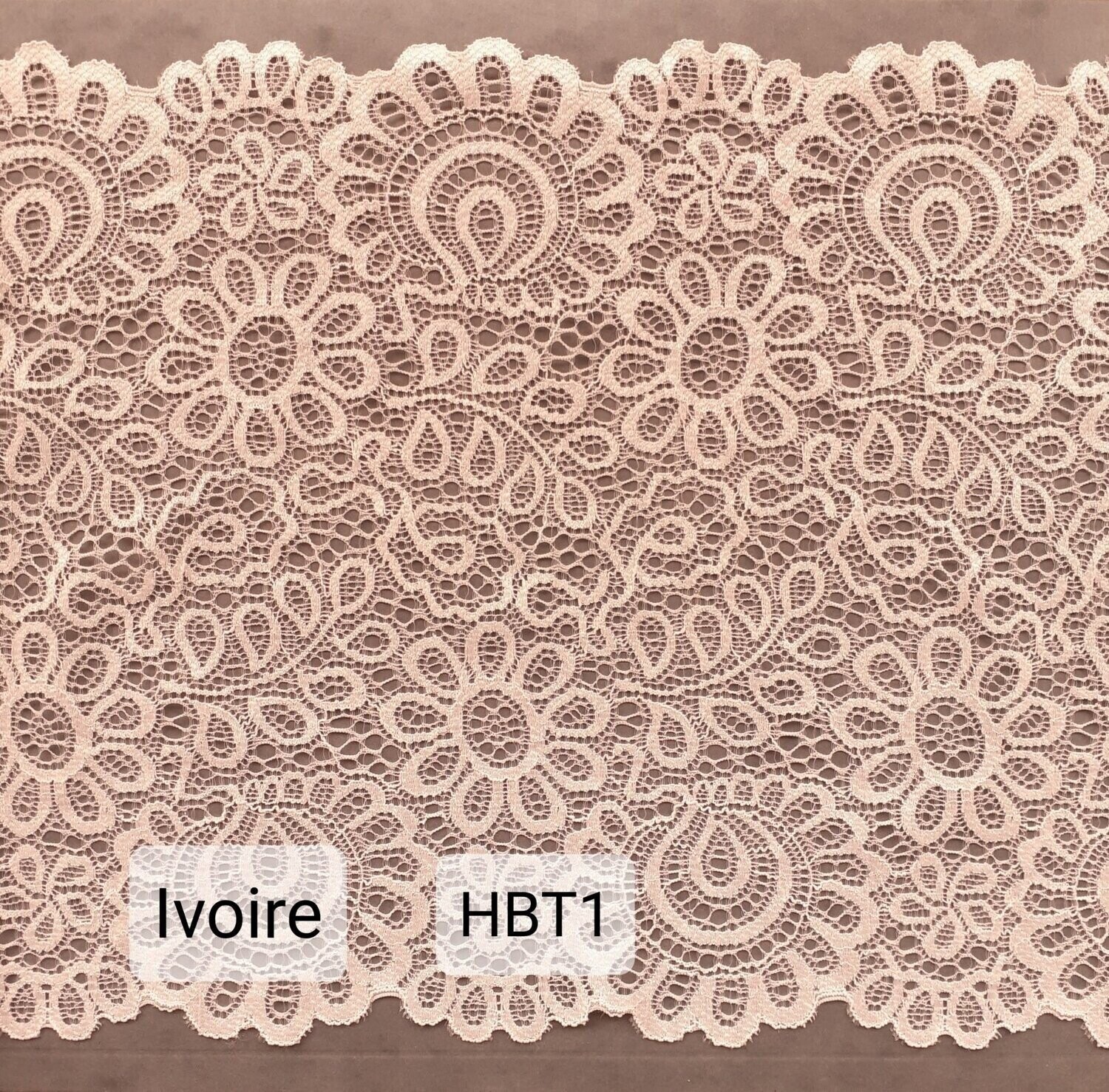 3 mètres dentelle élastique 22 cm ivoire